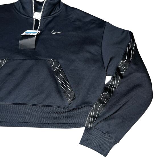 Nike Training Therma-FIT  cropped half zip sweatshirt in black women Sz Med NWT - Picture 4 of 7